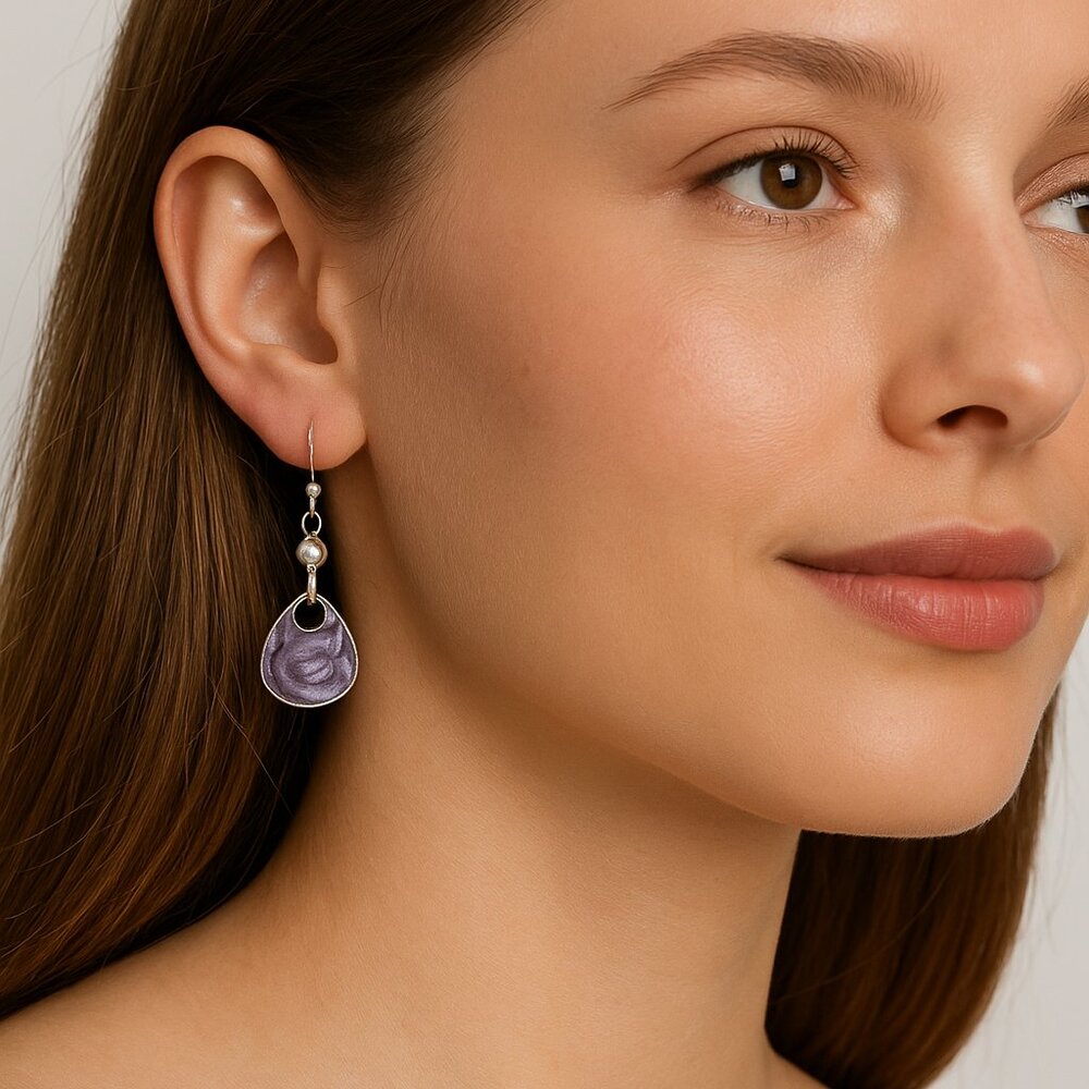 g by Gennaro Purple and Silver‎ Tone Dangle Earrings